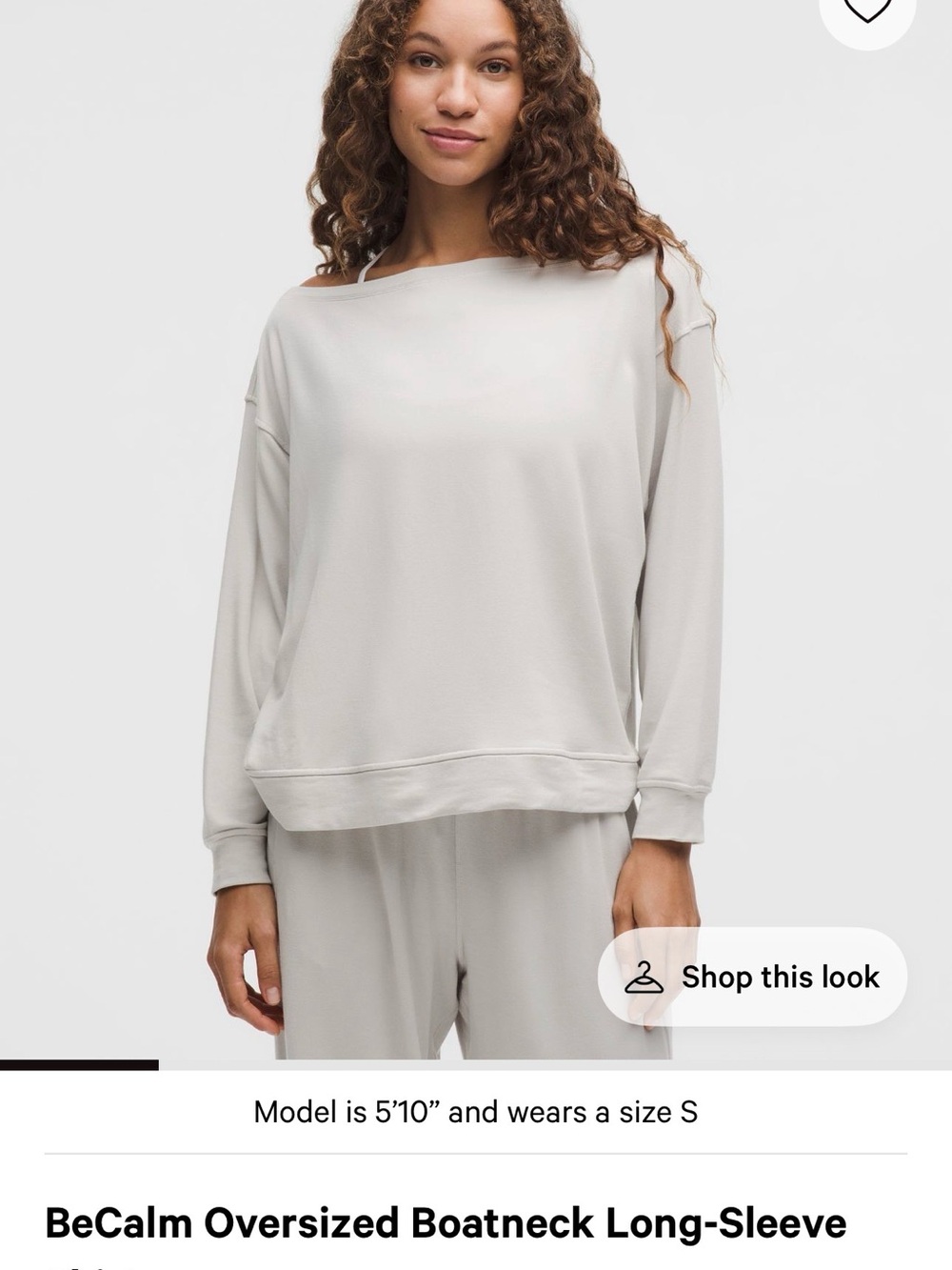 lululemon athletica BeCalm Oversized Boatneck Long-Sleeve Top - Light Gray